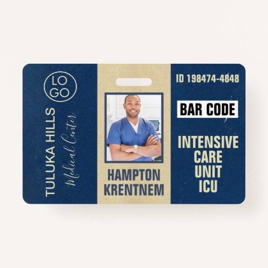 メディカフォトIDネイビーブルース バッジ (正面)