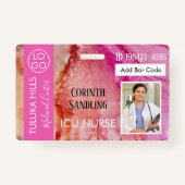 メディカフォトIDピンクかわいらしブレンスインクミックス バッジ (正面)