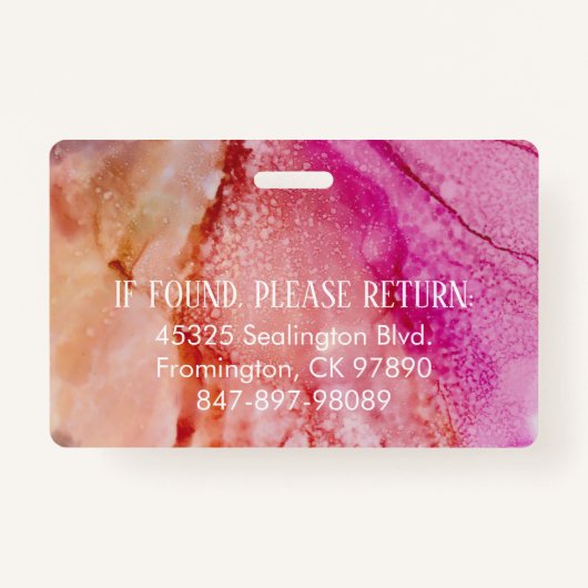 メディカフォトIDピンクかわいらしブレンスインクミックス バッジ (裏面)