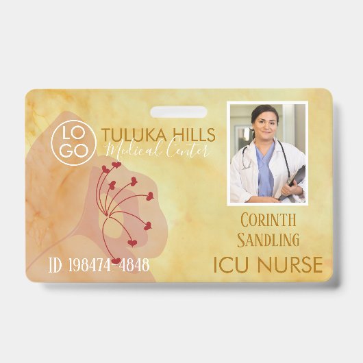 メディカフォトIDフローラハート バッジ (正面)