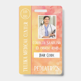 メディカフォトID暖かいピンクイエローインク バッジ