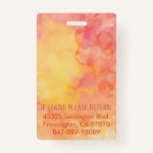 メディカフォトID暖かいピンクイエローインク バッジ (裏面)