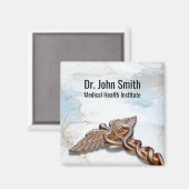 メディカルカドゥセウスバラ金ゴールドラグジュアリーカッパーマーブル マグネット (正面/裏面)