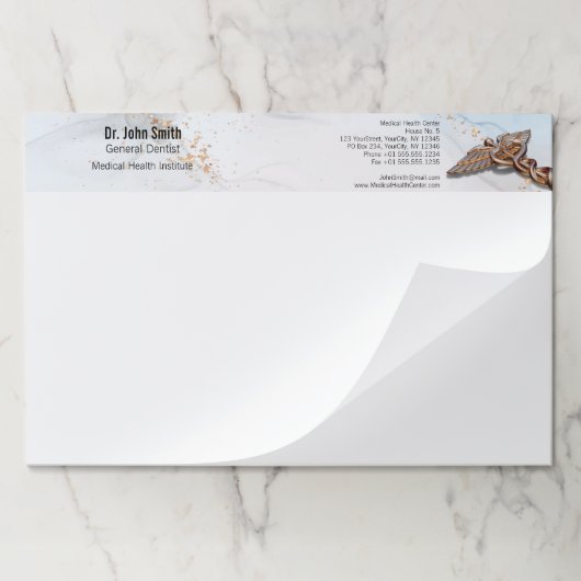 メディカルカドゥセウス銅バラ金ゴールドラグジュアリーマーブル ペーパーパッド (折り畳み)