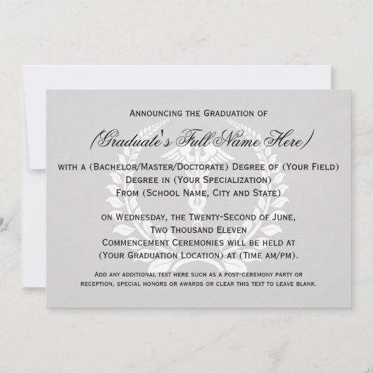 メディカルカドゥセスローレル卒業招待状 招待状 (裏面)