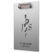 メディカルクラスノーブルエレガント白黒アスクレピウス クリップボード (左)