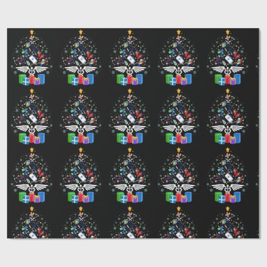 メディカルクリスマスツリーナースドクタークリスおもしろいマ ラッピングペーパー (フラット)