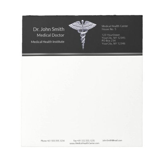 メディカルシルバークラスカドゥーセスオンブラック ノートパッド (正面)