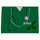 メディカルスクラブグリーンホーリーログ抱き枕 ラージペーパーバッグ (正面)