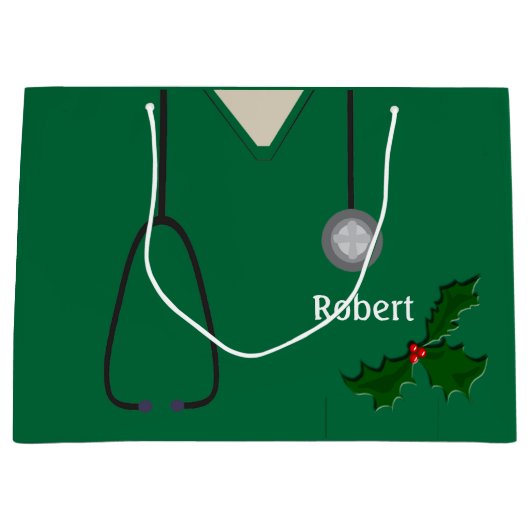 メディカルスクラブグリーンホーリーログ抱き枕 ラージペーパーバッグ (正面)