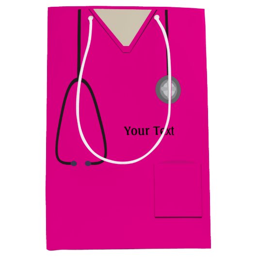 メディカルスクラブスドクターナースホットピンクメッド抱き枕 ミディアムペーパーバッグ (正面)