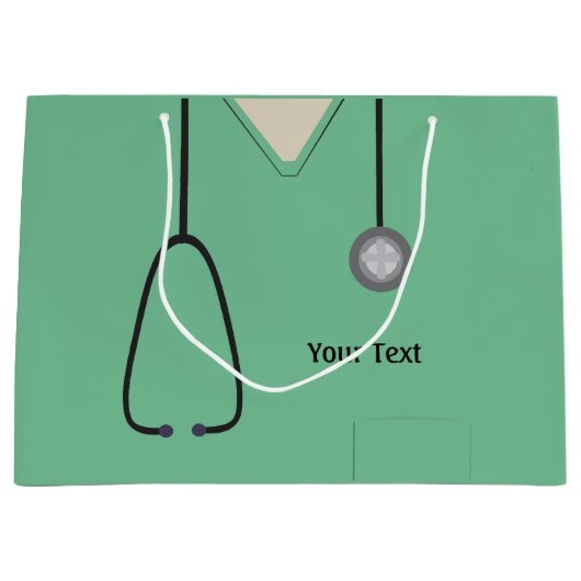 メディカルスクラブスドクターナースリットグリーンログ抱き枕 ラージペーパーバッグ (正面)