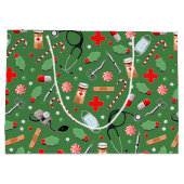 メディカルドクターまたはナースクリスマスホリデー ラージペーパーバッグ (裏面)