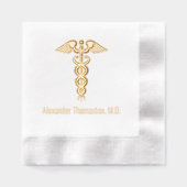メディカルドクターカドゥセウスプロフェッショナル名 箔ナプキン (正面)