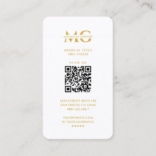 メディカルドクターナースエレガントカドゥセウス白金ゴールド 名刺 (裏面)