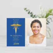 メディカルドクターMD RNナース卒業ブルー写真 招待状 (スタンド正面)