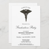 メディカルブラックカドゥセスノーブル卒業招待状 招待状 (正面/裏面)