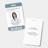 メディカルブルーグレー病院のロゴ写真IDナース バッジ (Front & Back)