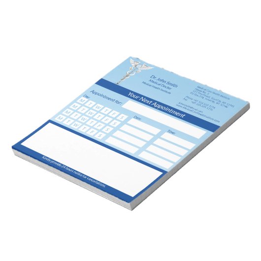 メディカルホワイトカドゥセウス歯科アポイントメント ノートパッド (回転)