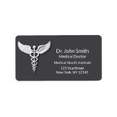 メディカルホワイトクリーン詳細なカドゥセウス暖かいグレー ラベル (正面)