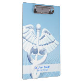 メディカルホワイト3Dカドゥセウスブルーデザイン クリップボード (右)