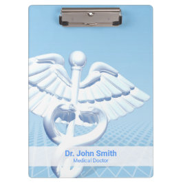 メディカルホワイト3Dカドゥセウスブルーデザイン クリップボード