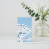 メディカルホワイト3Dカドゥセウスブルーデザイン 名刺 (スタンド正面)