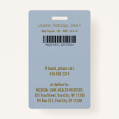 メディカルライトブルーカドゥセウス金箔ストライプのID バッジ (裏面)