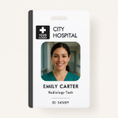 メディカルロゴ技術者ナースグレーID写真 バッジ (正面)