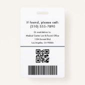 メディカルロゴQRコード従業員の写真名管理ID バッジ (裏面)