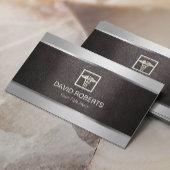 メディカル縁どメタルおよびレザーの背景 名刺