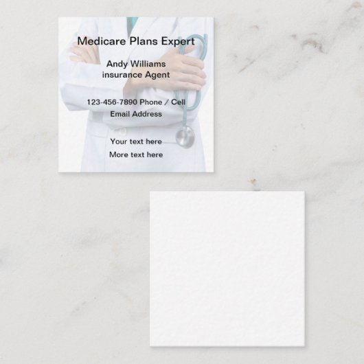 メディケア計画専門健康保険担当者 スクエア名刺 (正面/裏面)