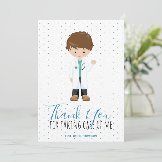 メディックオスドクターブルータイポグラフィ水玉模様 サンキューカード (スタンド正面)