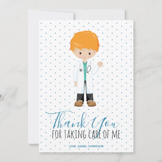 メディックオスドクターブルータイポグラフィ水玉模様 サンキューカード (正面)