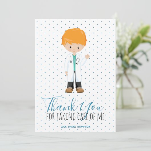 メディックオスドクターブルータイポグラフィ水玉模様 サンキューカード (スタンド正面)