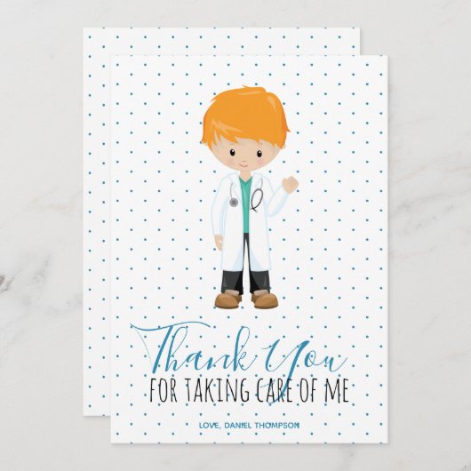 メディックオスドクターブルータイポグラフィ水玉模様 サンキューカード (正面/裏面)