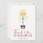 メディックブロンドドクターレッドタイポグラフィ水玉模様 サンキューカード (正面)