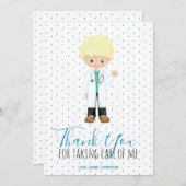 メディック男性ドクターブルータイポグラフィ水玉模様 サンキューカード (正面/裏面)