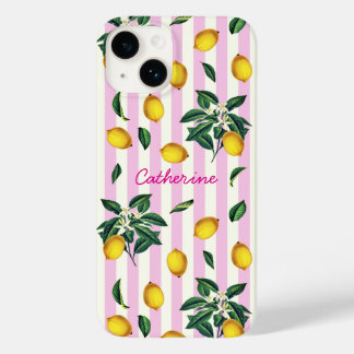 メディテラニエンヴィンテージレモンピンクストライプネーム Case-Mate iPhone 14ケース