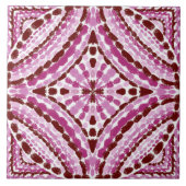 メディテラネアンピンクモザイクハンド絵を描 タイル (正面)