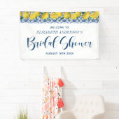 メディテラネアンブルータイルレモンブライダルシャワーウェルカム 横断幕 (インサイチュ)