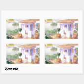 メディテラネアンヴィラ長方形ステッカー 長方形シール (シート)