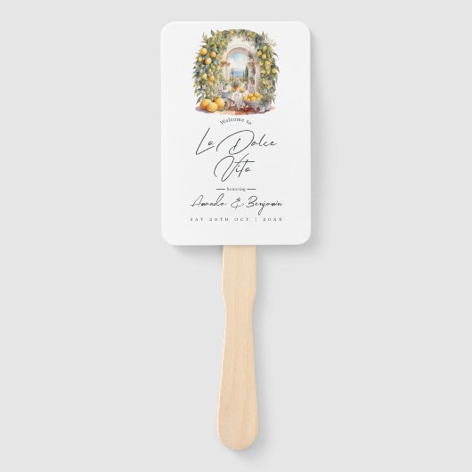 メディテレーニアンスタイル ラ・ドルチェ・ヴィータ ウェディングプログラム ハンドファン (正面)