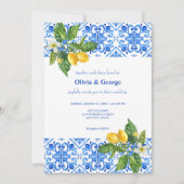 メディテレーニアンタイルとレモンの結婚式招待状 招待状 (正面)