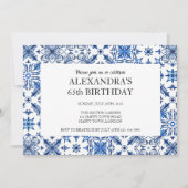 メディテレーニアンタイルフレーム誕生日パーティー 招待状 (正面)