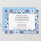 メディテレーニアンタイルフレーム誕生日パーティー 招待状 (正面/裏面)