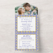 メディテレーニアンタイル ポルトガル フォト ウェディング オールインワン招待状 (内側)