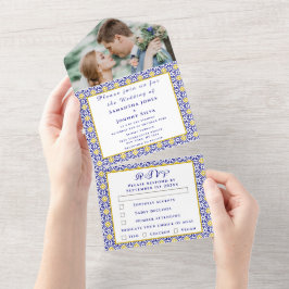 メディテレーニアンタイル ポルトガル フォト ウェディング オールインワン招待状