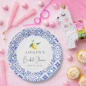 メディテレーニアンタイル レモン ブライダルシャワー ペーパープレート (パーティー)