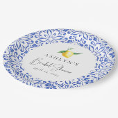メディテレーニアンタイル レモン ブライダルシャワー ペーパープレート (アングル)